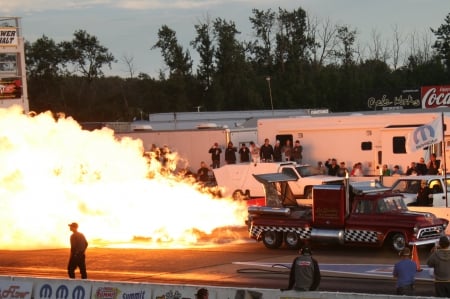 A Day at the Raceway 50 - flames, photography, red, truck