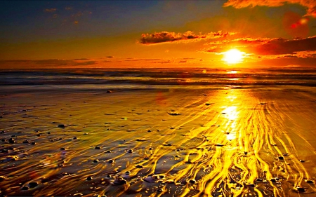 *** Sunset on the beach *** - beach, ocean, nature, sunset