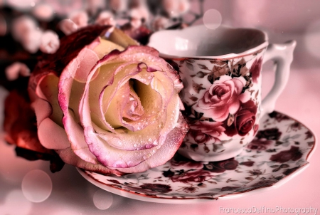 Tea time - pretty, flowers, fresh, scent, nice, beautiful, lovel, coffee, table, tea, morning, lovely, tea time, afternoon, colorful, passion, rose, floral, cup