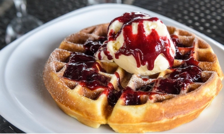 belgian waffle - fun, yummy, entertainment, waffle, foods