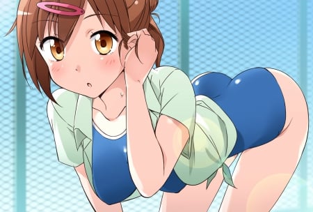 Nibutani Shinka (SwimSuit Theme) - chuunibyou, beauty, girl, swimsuit, school, tv series, nibutani shinka, wall, anime, new