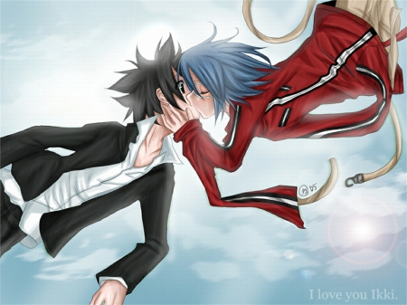 Damn...! - Air Gear, anime, kiss, guys