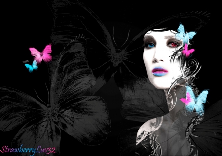 Butterfly Girl - butterfly, girl, fantasy, abstract