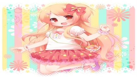 Sweet Soft Girl - pink, cute, soft, aqua, beauty, beautiful, flowers, sweet, yellow, anime, girl, blue, woman