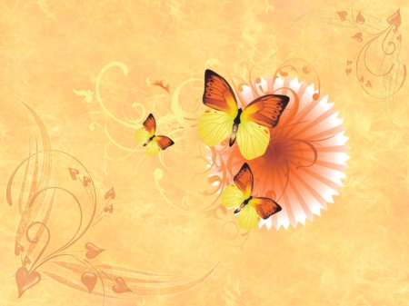 Butterfly Dance - summer, butterfly, abstract, flowers