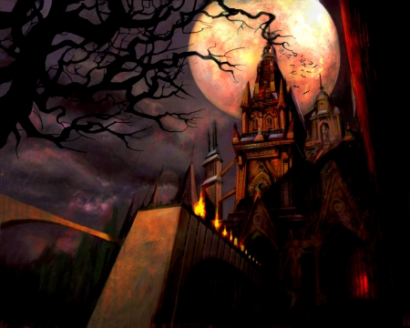 CREEPY NIGHT - night, full moon, castle, hauted