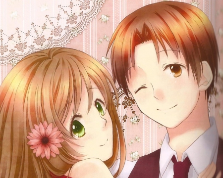 â™¡ Couple â™¡ - nice, lover, female, hot, brown eyes, anime girl, hetalia axis powers, brown hair, pretty, anime, wink, cute, short hair, axis powers, handsome, love, male, sexy, couple, girl, hetalia, lovely, green eyes, boy, sweet, guy