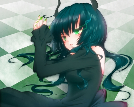 Black Rock Shooter - girl, cute, anime, floor