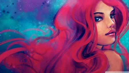 Redhead Girl - beautiful, girl, drawing, readhead