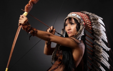 she shot an arrow into the air - indian, shoot, bow, arrow