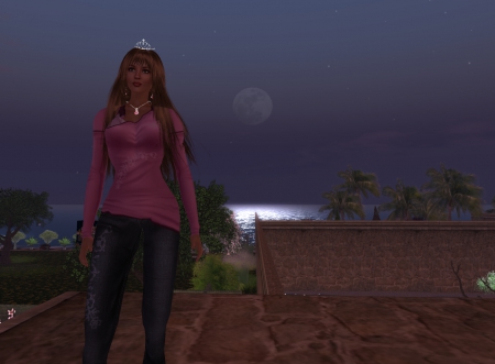 Beauty at moonlight - beauty, woman, second life, game, girl, moonlight, model