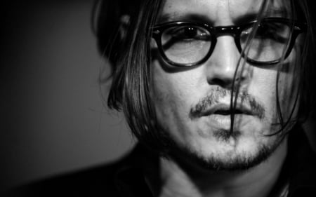 Johnny Depp His Royal Coolness - oscars, handsome man, glasses, cool, black and white, hollywood, actor, johnny depp