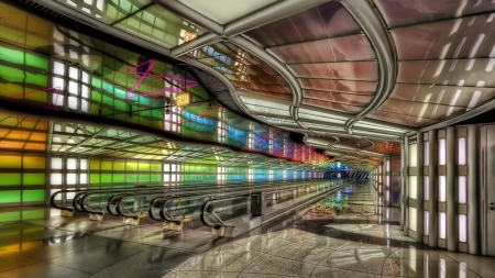 amazing banks of modern escalators hdr - moder, hdr, colors, marble, escalators, building