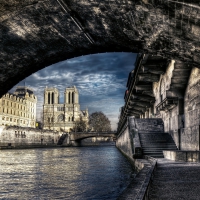superb view of the seine under a bridge hdr