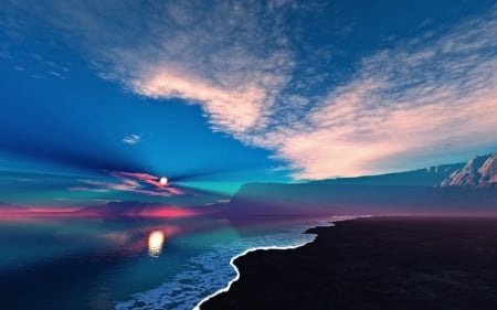 Beauty of the Sky - the sea, sunset, nature, blue, the beauty of the sky