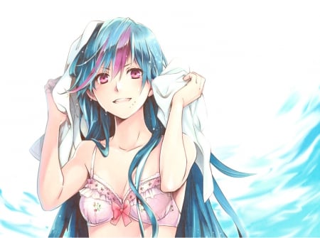 Spirit of summer - underwear, female, girl, water, wet, long hair, mioda ibuki, anime, dangan ronpa, manga