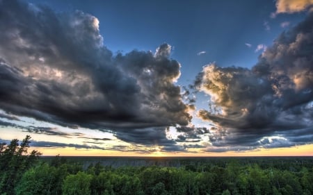 field - clouds, fun, sunset, nature, field