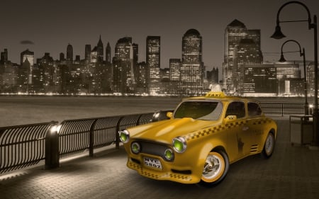 New York City Taxi Cab - big apple, city, usa, cab, states, taxi, yellow, new york, manhattan