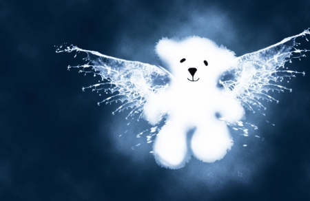 Ice cristel winged teddy - ice, teddy bear wings, wing, wings, white teddy bear, teddy bear, ice cristel