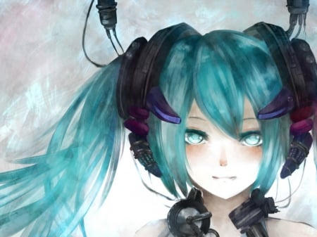 Hatsune Miku - hatsune miku, blue hair, blue eyes, long hair, blush, smile, lovely