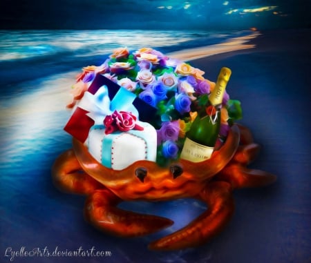 ✫Let's Happy Birthday✫ - roses, gift box, gifts, attractions in dreams, holidays, flowers, crab, drinks, relaxing, beaches, sea, digital art, bouquet, foods, birthday, champagne, nature, funny, love four seasons, entertainments