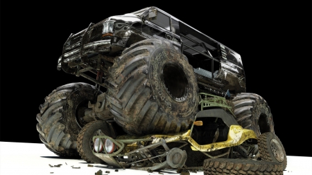 Big Foot crash - cars, big, destruction, hd, power