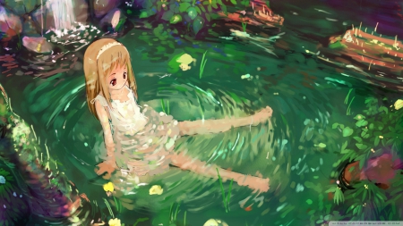 Little girl in a Pond