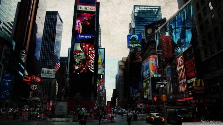 Times Square, NY - times square, city, buildings, lights, signs