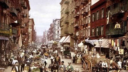 city life at the turn of the last century - city, traffic, street, vintage