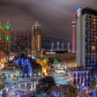 colorful lights in san antonio at night hdr