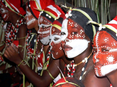 GABON NATIVES - photos, people, africa, fashion, travel, masks, colorful, natives, painted