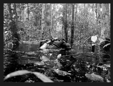 FLOOD FOREST IN GABON AFRICA - photos, water, people, africa, flood, travel, forest, disaster, river, flooding, black and white