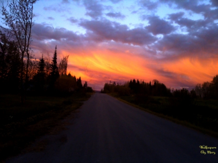 End Of The Road 1600x1200 - nature, clouds, sunsets, sunset, weather