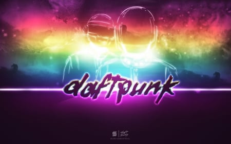 Daft Punk - Helmets, Rainbow Color, Music, Daft Punk