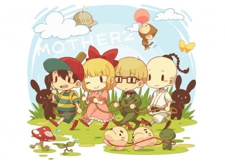 Chibi - nice, female, video game, anime girl, rpg, pretty, game, anime, team, cute, male, snes, adorable, girl, chibi, nintendo, lovely, earthbound, kawaii, boy, sweet, group, guy