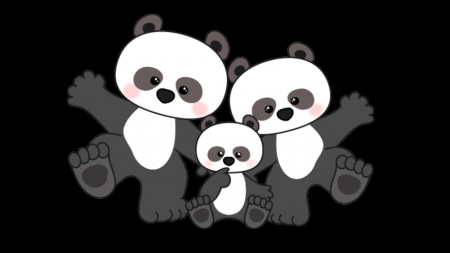 Panda Bear Family - pandas, animals, cartoons, bears, nature