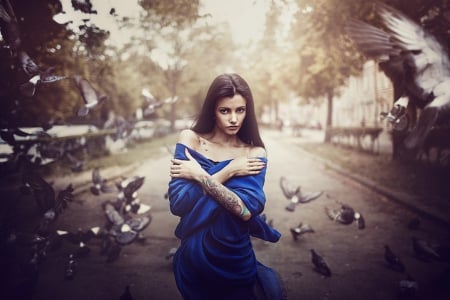 * - blue, dress, brunette, wpman, doves