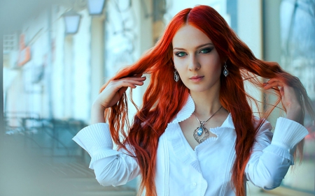 Redhead woman - woman, face, redhead, model