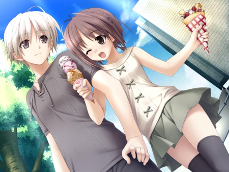 date and icecream - love, couple, lovers, cute