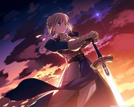 Saber - anime, saber, sword, fate stay night