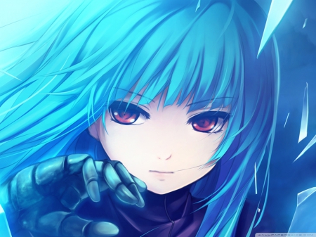 Blue-haired anime girl