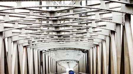 metal beams bridge - cars, metal, beams, bridge