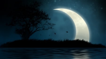 Moon River - moon river, nature, planets, river, water