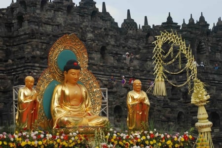 Waisak (Vesak) Day at Borobudur temple - borobudur, buddhism, java, buddhist, buddha, religion, indonesia, temple