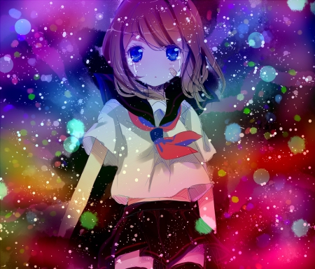 Mahuyu - red, purple, pink, cute, beauty, beautiful, sweet, yellow, anime, girl, blue, multicolor, colors, green