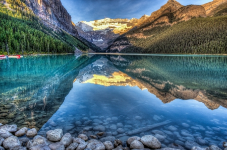 Reflection - nature, water, mount, river