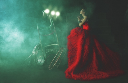 Woman in Red Couture - woman, girl, classy, photography, fashion, wallpaper, couture, model, beautiful