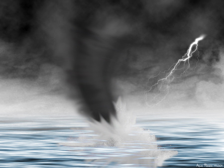 The Inner Storm - tornado, black, lightning, abstract, ocean, blue, storm, splash, weather, sea