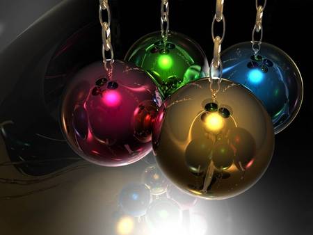 Glass Ornaments - bright, chains, glass ornaments, spheres, christmas