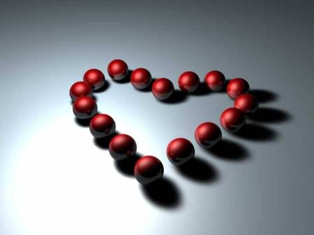 Marbled Heart - orbs, red marbles, heart, spheres